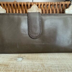 HOBO Taupe Leather Bifold Snap Wallet